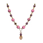 Türkiis/pärlikojad. Kaelakee keskmine osa. Metallosad: kuldset värvi.